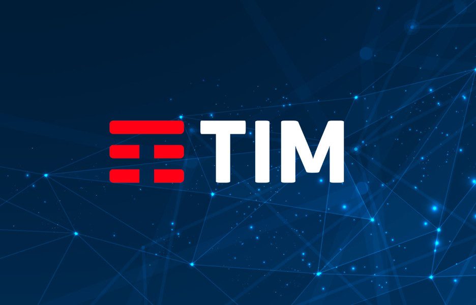 Logo TIM em fundo azul de conectividade
